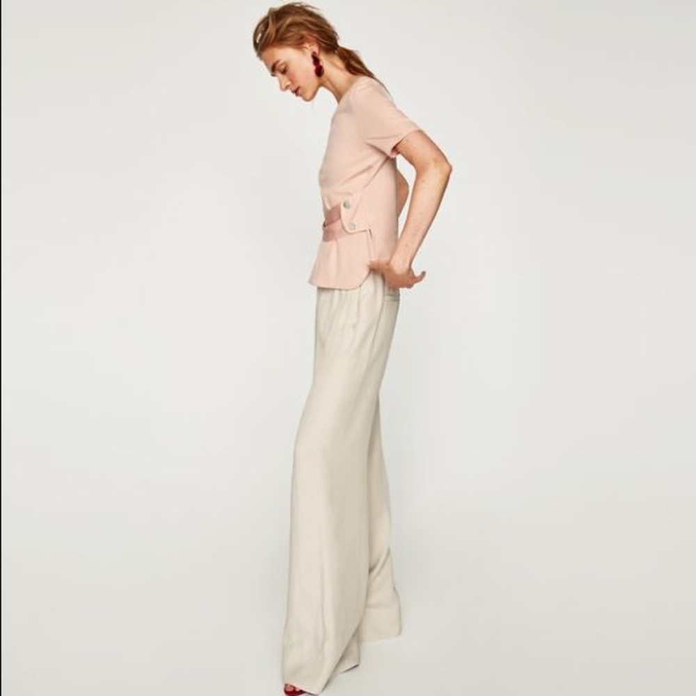 Zara blush pink corset button shirt top size small - Picture 5 of 5